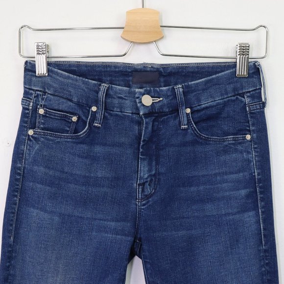 Mother The Looker Ankle Fray Jeans Skinny Super Stretch Denim Fast Times Wash 24 - Picture 8 of 11